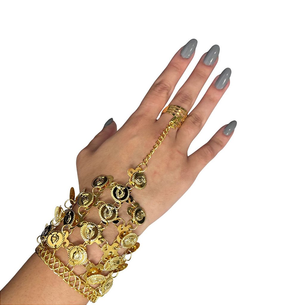 PULSEIRA CIGANA DE MÃO DE MOEDAS